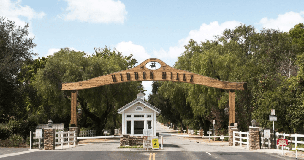 Gated entrance to Hidden Hills luxury community
