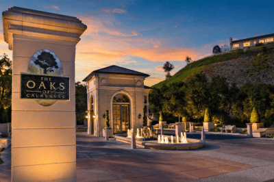 Guard-gated entrance to a luxury community in Calabasas, California