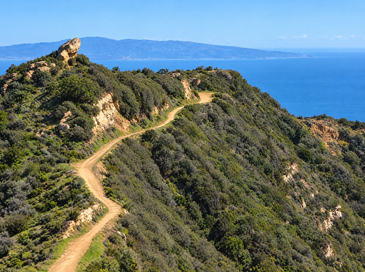Weekend hiking trail in the Santa Monica Mountains near Calabasas